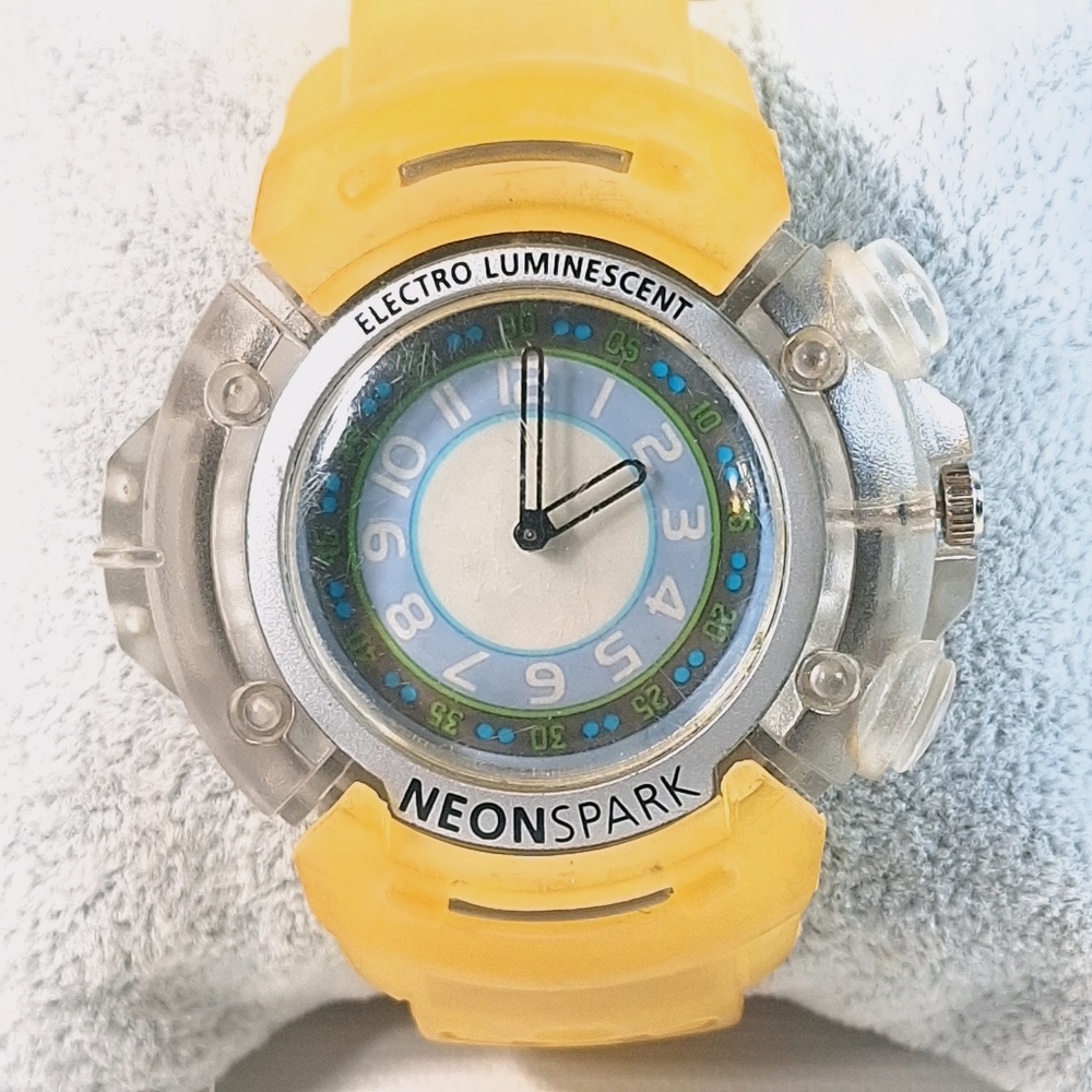 Vintage Takara Neonspark Neon Spark Watch Electro Luminescent, New Battery